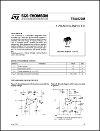 TBA820M datasheet: 1.2W dual amplifier TBA820M