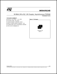 M69AR024BL80ZB8T datasheet: 16 Mbit (1M x16) 1.8V supply, asynchronous PSRAM, 80ns M69AR024BL80ZB8T