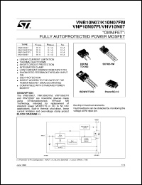 VNB10N07 datasheet: OMNIFET FULLY AUTOPROTECTED POWER MOSFET VNB10N07