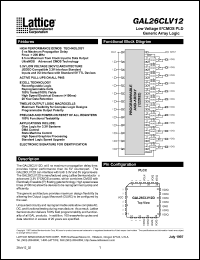 GAL26LV12D-7LJ datasheet: Low voltage E2CMOS PLD generic array logic, 7.5ns GAL26LV12D-7LJ