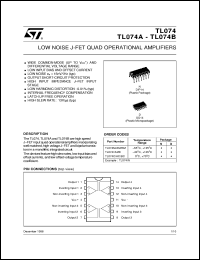 TL074CD datasheet: LOW NOISE QUAD JFET OP-AMPS TL074CD