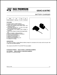 GSAC-8.507BC datasheet: BATTERY CHARGER FOR INDOOR USE GSAC-8.507BC