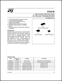 ST207E datasheet: 15KV ESD PROTECTED 5V RS-232 TRANSCEIVER ST207E