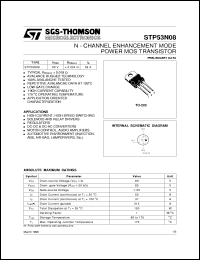 STP53N08 datasheet: N-CHANNEL ENHANCEMENT MODE POWER MOS TRANSISTOR STP53N08