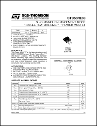 STB50NE08 datasheet: N-CHANNEL ENHANCEMENT MODE SINGLE FEATURE SIZE POWER MOSFET STB50NE08