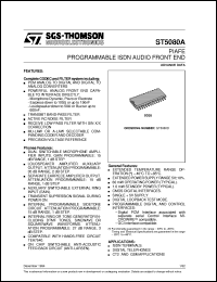 ST5080A datasheet: PIAFE PROGRAMMABLE ISDN AUDIO FRONT END ST5080A