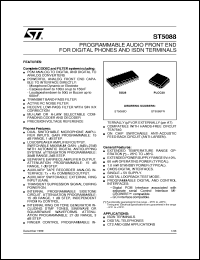 ST5088D datasheet: PIAFE PROGRAMMABLE ISDN AUDIO FRONT END ST5088D