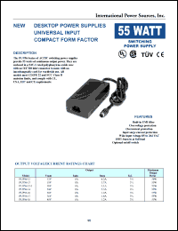 PUP56-13-1 datasheet: Switching power supply, maximum output power 55W. Output: Vnom 18V, Imin 0A, Imax 3.1A. PUP56-13-1