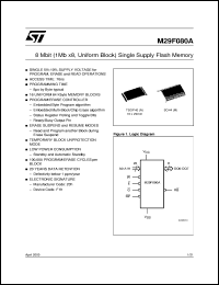 M29F080A90N1 datasheet: 8 MBIT (1MB X8, UNIFORM BLOCK) SINGLE SUPPLY FLASH MEMORY M29F080A90N1