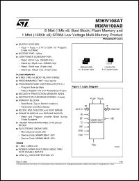 M36W108AB datasheet: 8 MBIT (1MB X8, BOOT BLOCK) FLASH MEMORY AND 1 MBIT (128KB X8) SRAM LOW VOLTAGE MULTI-MEMORY PRODUCT M36W108AB