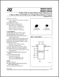 M36W108AT datasheet: 8 MBIT (1MB X8, BOOT BLOCK) FLASH MEMORY AND 1 MBIT (128KB X8) SRAM LOW VOLTAGE MULTI-MEMORY PRODUCT M36W108AT