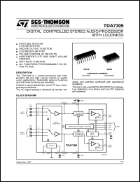 TDA7309D datasheet: DIGITAL CONTROLLED STEREO AUDIO PROCESSOR WITH LOUDNESS TDA7309D