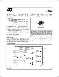L4909 datasheet: EXTERNALLY ADJUSTABLE MULTIFUNCTION REGULATOR L4909