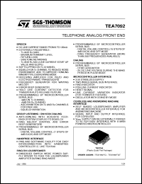 TEA7092 datasheet: TELEPHONE ANALOG FRONT END TEA7092