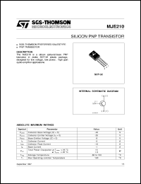 MJE210 datasheet: SILICON PNP TRANSISTOR MJE210