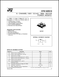 STE180N10 datasheet: N-CHANNEL 100V - 5.5 MOHM - 180 A - ISOTOP - POWER MOSFET STE180N10
