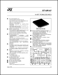 ST10R167 datasheet: 16-BIT MCU - 4KB RAM - ROMLESS - 111 I/O - 1 CAN 2.0B INTERFACE ST10R167