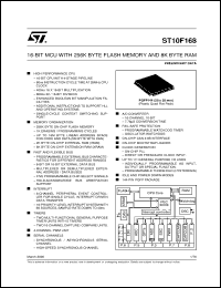ST10F168 datasheet: 16-BIT MCU - 8KB RAM - 256KB FLASH MEMORY - 111 I/O - 1 CAN 2.0B INTERFACE ST10F168