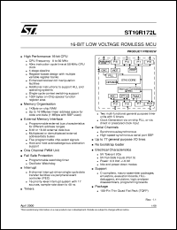 ST10R172L datasheet: 16-BIT LOW VOLTAGE ROMLESS MCU ST10R172L