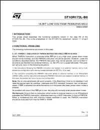 ST10R172L-B0 datasheet: 16-BIT LOW VOLTAGE ROMLESS MCU (ERRATA SHEET) ST10R172L-B0