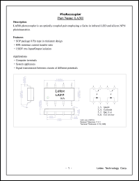 LA311 datasheet: Photocoupler. I/O breakdown voltage 1500 Vrms. LA311