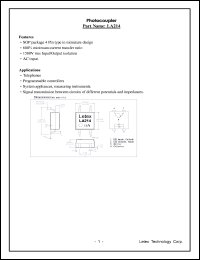 LA214 datasheet: Photocoupler. 1500 Vrms input/output isolation. LA214