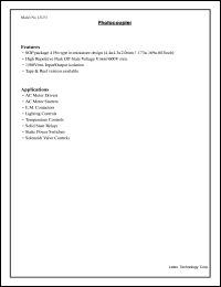 LY251 datasheet: Photocoupler. Input continuous LED current 50 mA, input peak LED current 1000 mA, input LED reverse voltage 6 V. Off-state output terminal voltage 600 V, output peak repetitive surge current 1 A, output peak load current 0.6 A. LY251