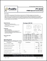 PT-301E datasheet: DC: 1.5-6.5V; 8 pole fan; PWM speed controller PT-301E