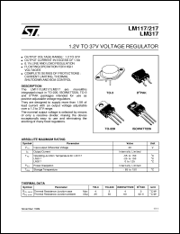 LM217D2T datasheet: 1.2V TO 37V ADJUSTABLE VOLTAGE REGULATOR LM217D2T