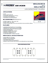 SMP6LC6.5-2P datasheet: 6.5V; 3.6KWatt; low capacitance TVS array. For T1/E1, cellular phones, portable electronics, wireless LANs, video inputs SMP6LC6.5-2P