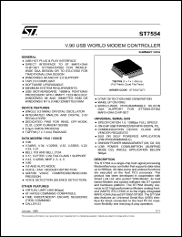 ST7554TQF7 datasheet: V.90 USB word modem controller ST7554TQF7