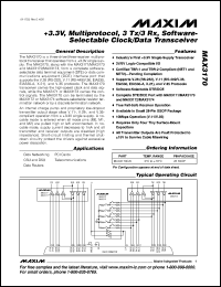 MAX3170CAI datasheet: +3.3V, multiprotocol, 3 Tx/3 Rx, software- selectable clock/data transceiver MAX3170CAI