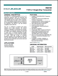 DS2155L datasheet: T1/E1/J1 single-chip transceiver DS2155L