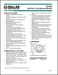 DS1994L-F5 datasheet: 4kb plus time memory iButton DS1994L-F5