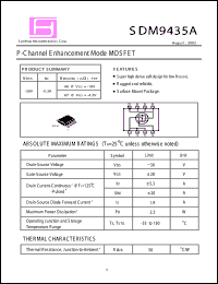 SDM9435A datasheet: 30V; 5.3A; 2.5W; dual enchanced mode field effect transistor (N and P - channel) SDM9435A