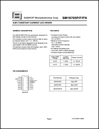 SM16705FN datasheet: 0-7.0V; 90mA; 8-bit constant current LED driver. SM16705FN