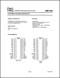 SM7346 datasheet: 16V; 100mA; 6 channel volume controller. For DVD receivers, home audio equipment, AV SM7346