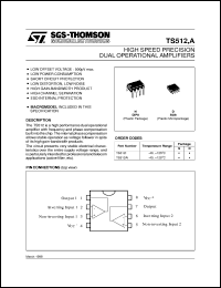 TS512AID datasheet: HIGH SPEED PRECISION DUAL OPERATIONAL AMPLIFIER TS512AID