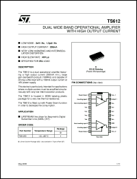 TS612 datasheet: DUAL WIDEBAND OP-AMP WITH HIGH OUTPUT CURRENT TS612