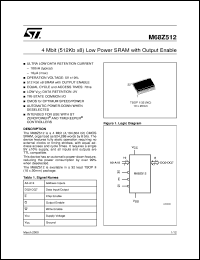 M68Z512 datasheet: 4 MBIT (512KB X8) LOW POWER SRAM WITH OUTPUT ENABLE M68Z512