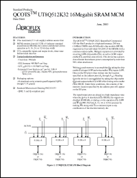 5962P0153301TXC datasheet: 512K32 16Megabit SRAM MCM: SMD. 25ns access time, 3.3V operation. QML class T. Lead finish gold. Total dose 3E4(30krad(Si)). 5962P0153301TXC