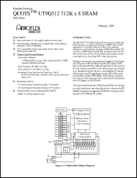 UT9Q512-UWA datasheet: 512K x 8 SRAM MCM. 25ns access time, 5.0V operation. Lead finish hot solder dipped. UT9Q512-UWA
