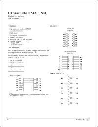 UT54ACTS04 datasheet: Radiation-hardened hex inverter. UT54ACTS04