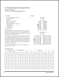 UT54ACTS138 datasheet: Radiation-hardened 3-line to 8-line decoder/demultiplexer. UT54ACTS138