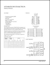 UT54ACTS139 datasheet: Radiation-hardened. UT54ACTS139