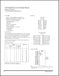 UT54ACS151 datasheet: Radiation-hardened 1 of 8 data selector/multiplexer. UT54ACS151