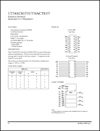 UT54ACTS157 datasheet: Radiation-hardened quadruple 2 to 1 multiplexer. UT54ACTS157