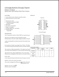 UT54ACTS193 datasheet: Radiation-hardened synchronous 4-bit up-down dual clock counter. UT54ACTS193