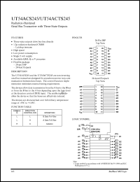 UT54ACS245 datasheet: Radiation-hardened octal bus transceiver with three-state outputs. UT54ACS245
