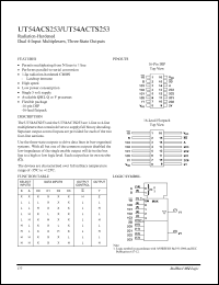 UT54ACS253 datasheet: Radiation-hardened dual 4-input multiplexer, three-state outputs. UT54ACS253